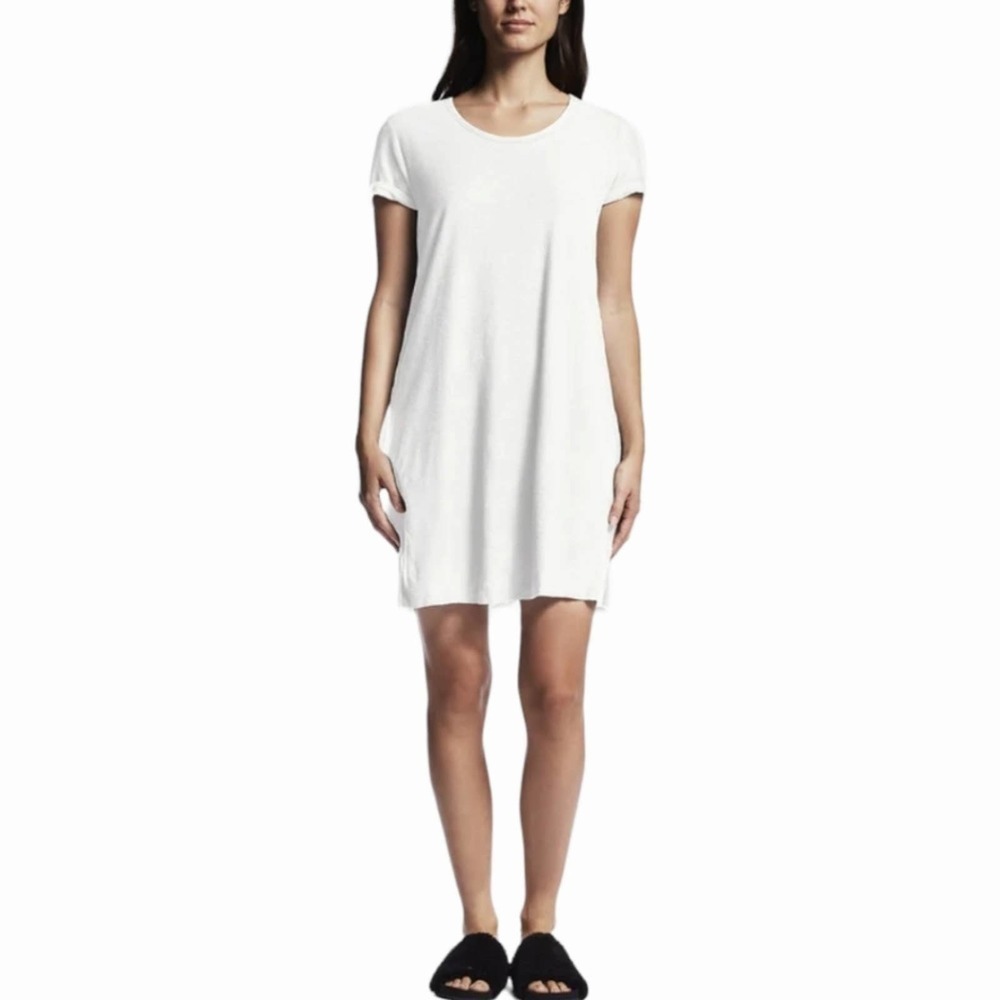 NWT James Perse White Rolled Sleeve Cotton Blend White T-Shirt Dress Size 2 or M